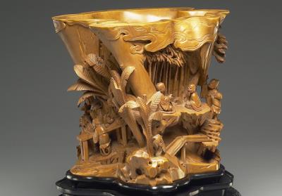 图片[2]-Carved boxwood brush pot with the “Elegant Gathering of the Western Garden” motif, early Qing dynasty, c. 17th century-China Archive